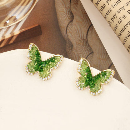 Fresh Emerald Stone Border Diamond Earrings
