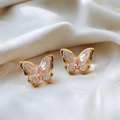 Super Fairy Butterfly White Oil Earrings
