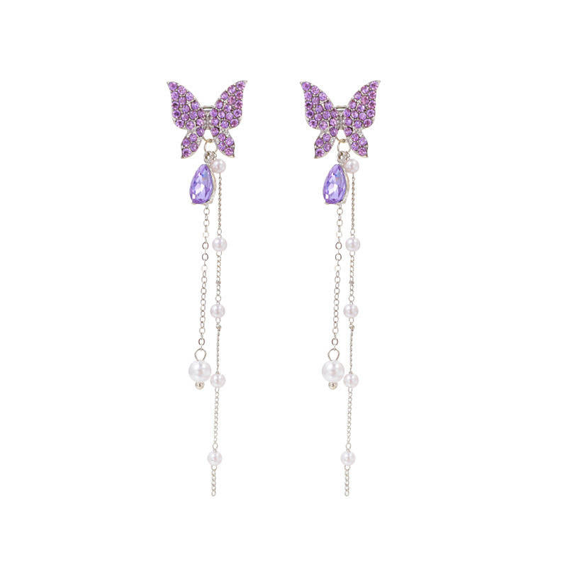 Lavender Dream Diamond Butterfly Earrings
