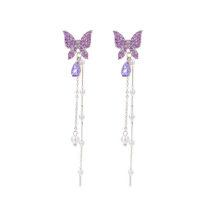 Lavender Dream Diamond Butterfly Earrings