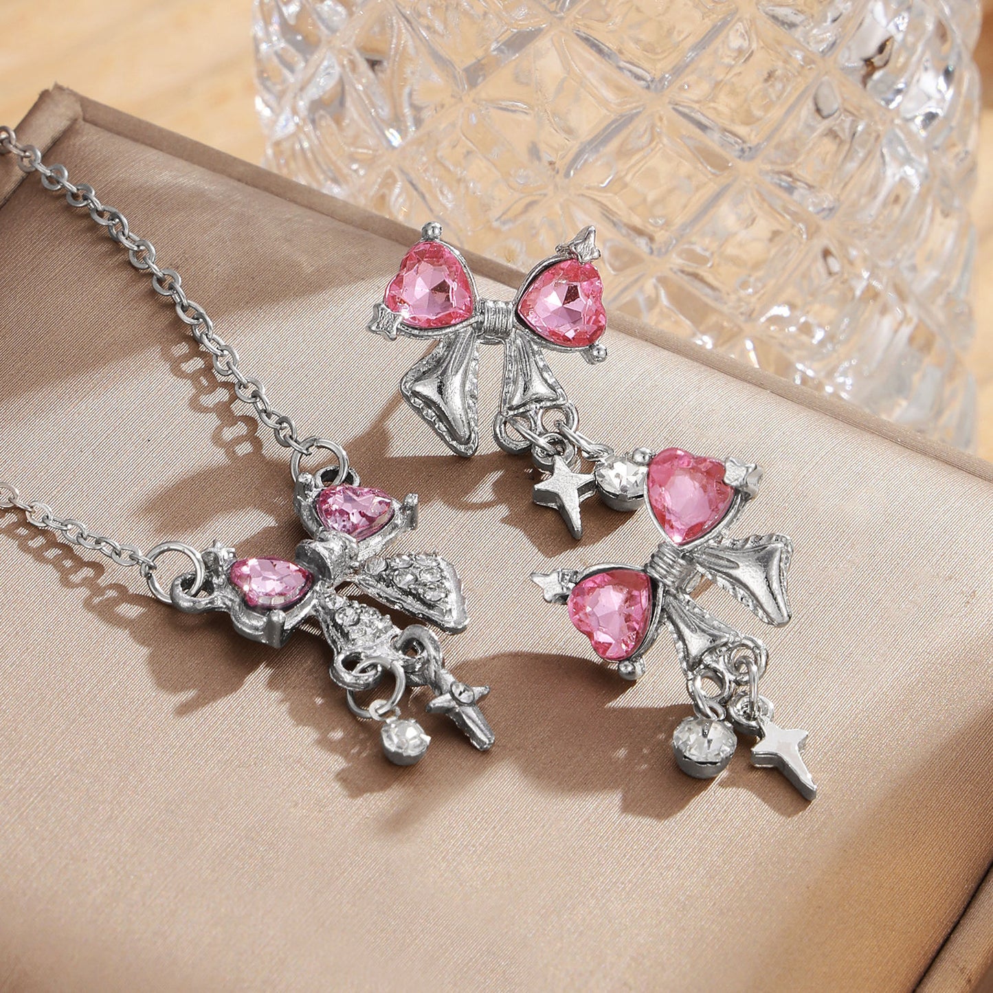 Bow Earrings and Necklace Set