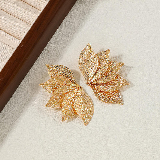 Five-Leaf Textured Earrings