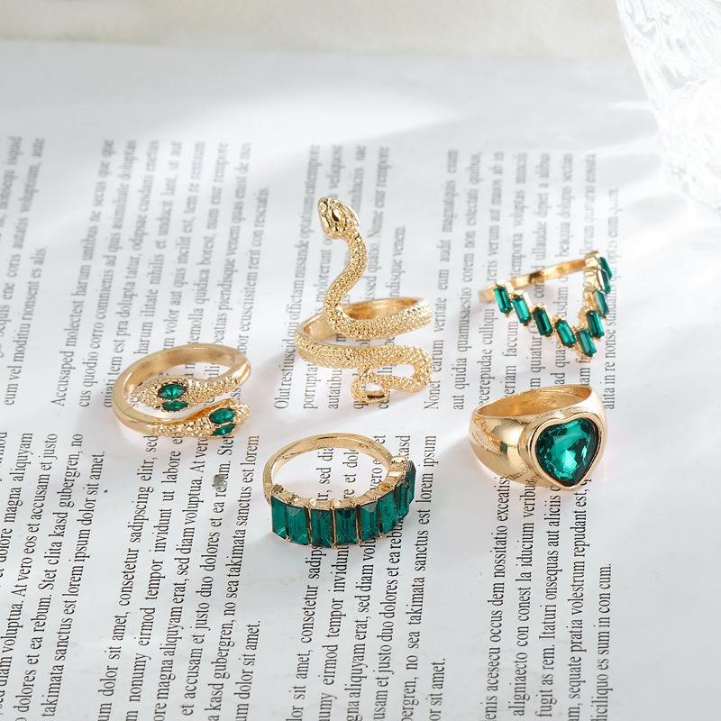 New Fashion Green Snake Ring Set for Women