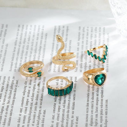 New Fashion Green Snake Ring Set for Women