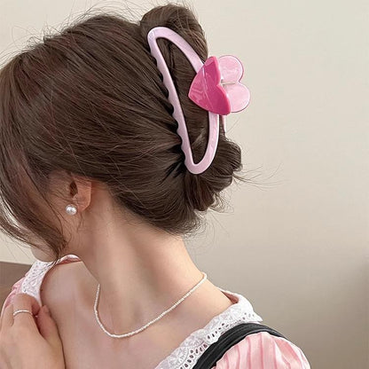 Pink heart Hair Claw Clip (Set of 4) Silvish