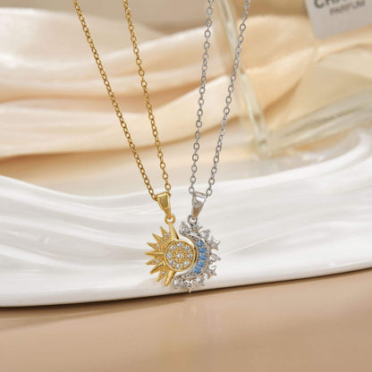 Magnetic Couple Star & Moon Love Necklace