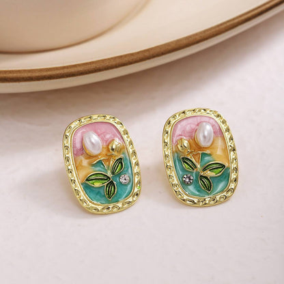 Rose Baroque Freshwater Pearl Stud Earrings