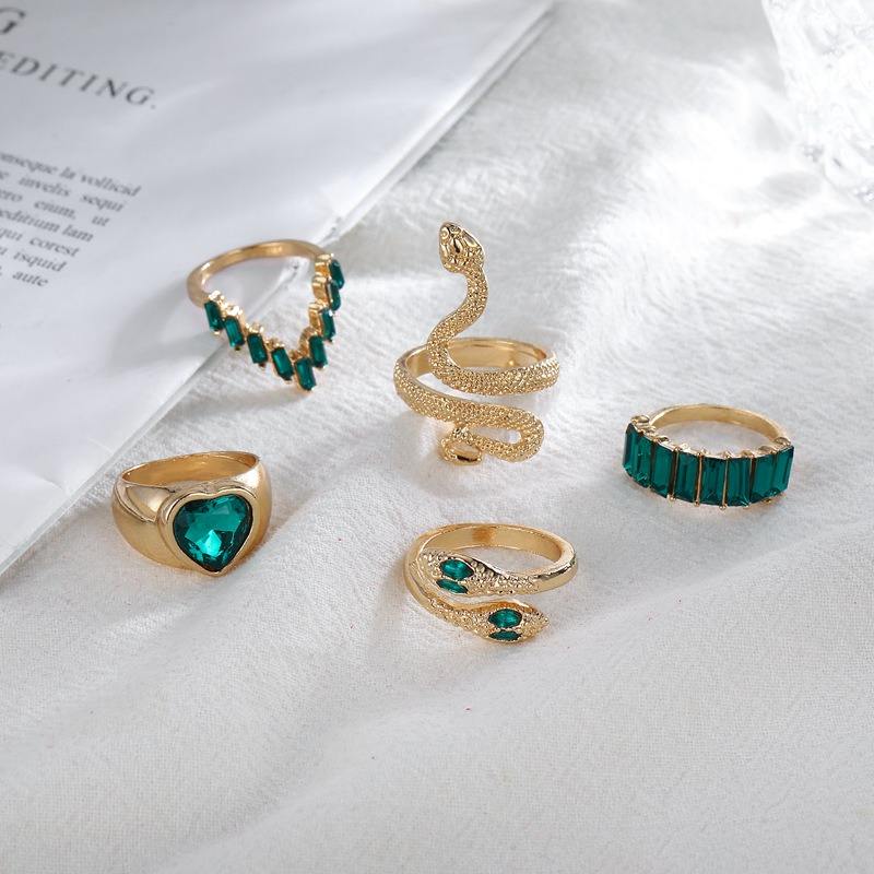 New Fashion Green Snake Ring Set for Women