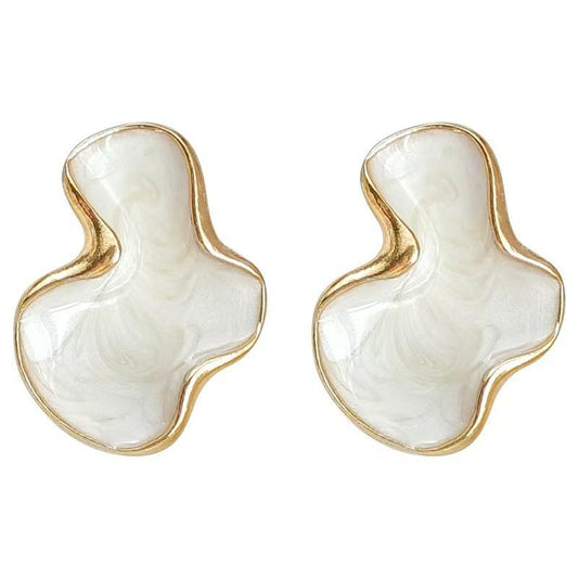 White Oil Cloud Earrings