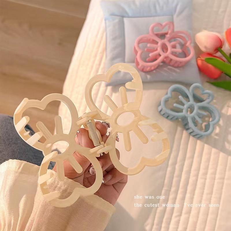 Cute Solid Pink 9cm Hair Claw Clip (Set Of 3)