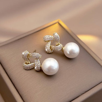 Radiant Diamond Pearl Earrings