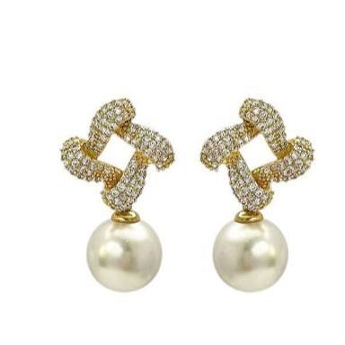 Radiant Diamond Pearl Earrings