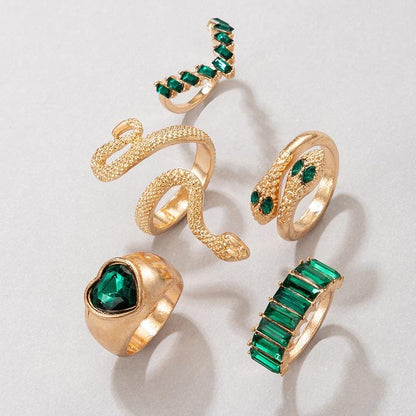 New Fashion Green Snake Ring Set for Women