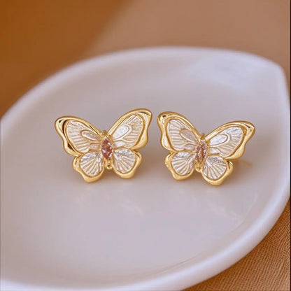Super Fairy Butterfly White Oil Earrings