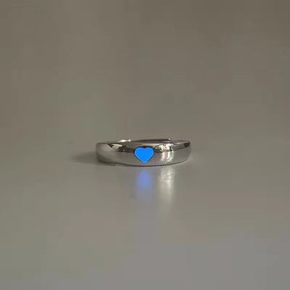 Glow in Dark Heart couple ring set