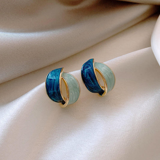 French Enamel Palette Geometric Stud Earrings
