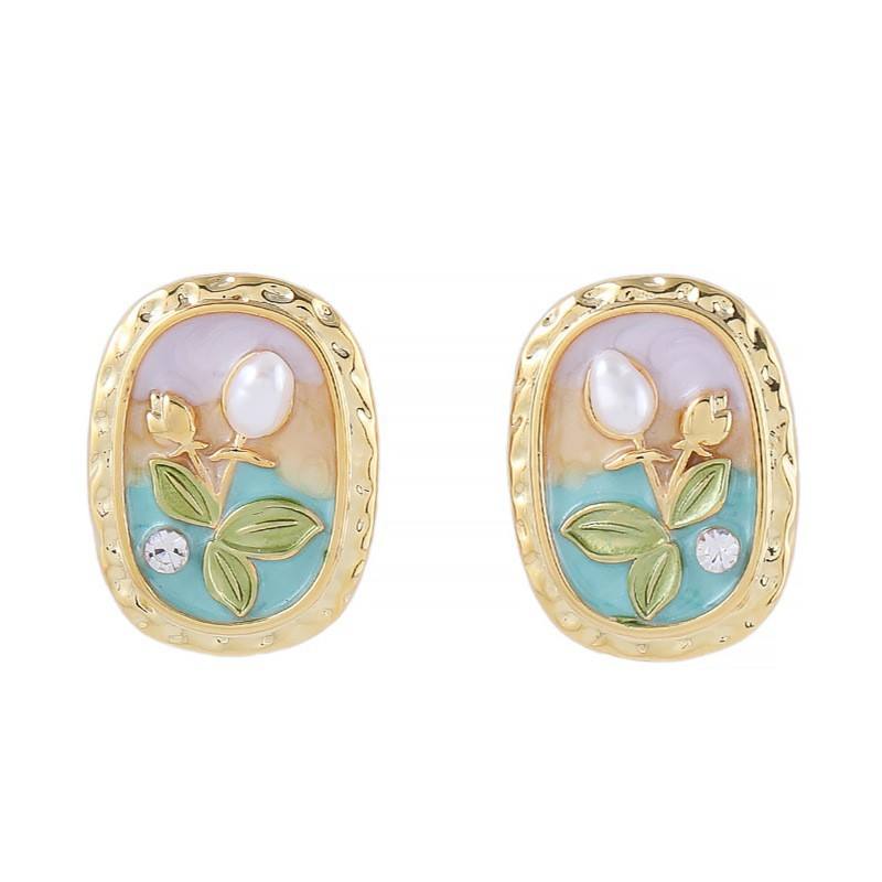 Rose Baroque Freshwater Pearl Stud Earrings