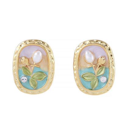 Rose Baroque Freshwater Pearl Stud Earrings