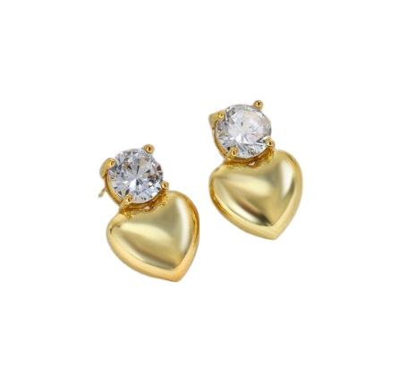 Minimalist Gold Diamond Love Earrings