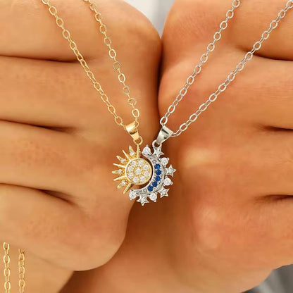 Magnetic Couple Star & Moon Love Necklace