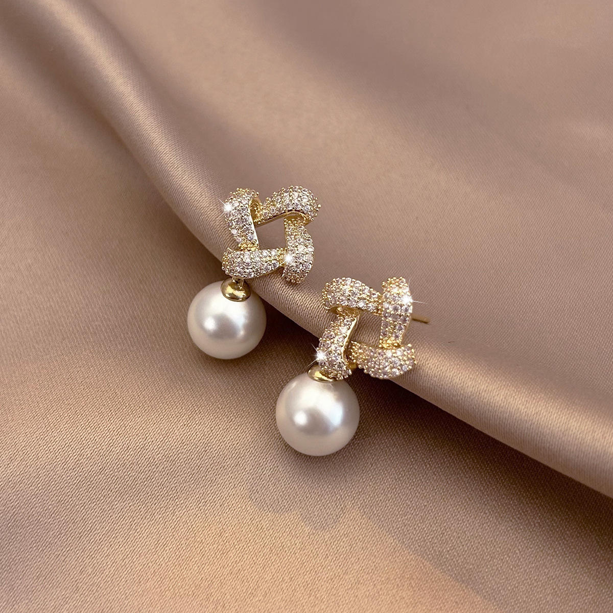 Radiant Diamond Pearl Earrings