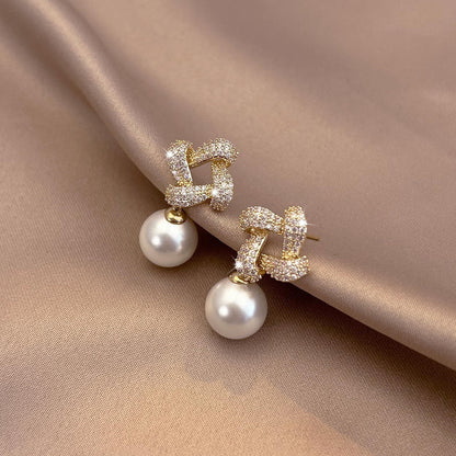 Radiant Diamond Pearl Earrings