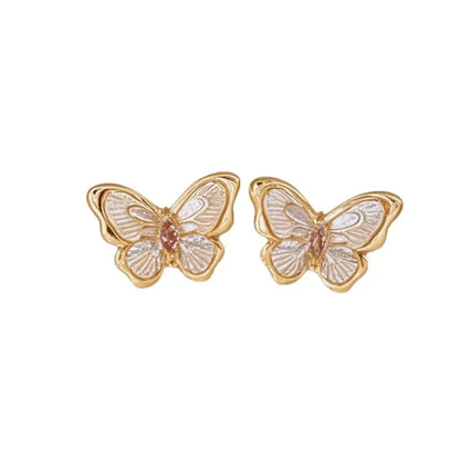 Super Fairy Butterfly White Oil Earrings