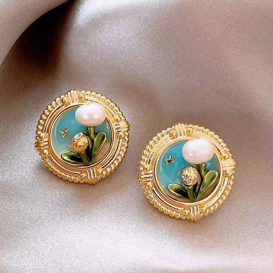 Monet’s Garden Flower Stud Earrings