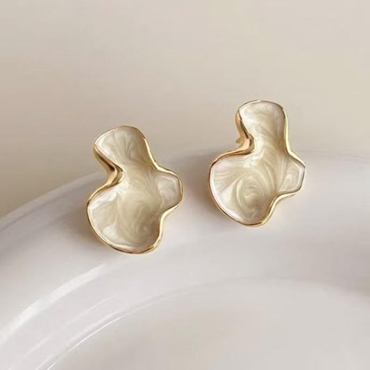 White Oil Cloud Earrings