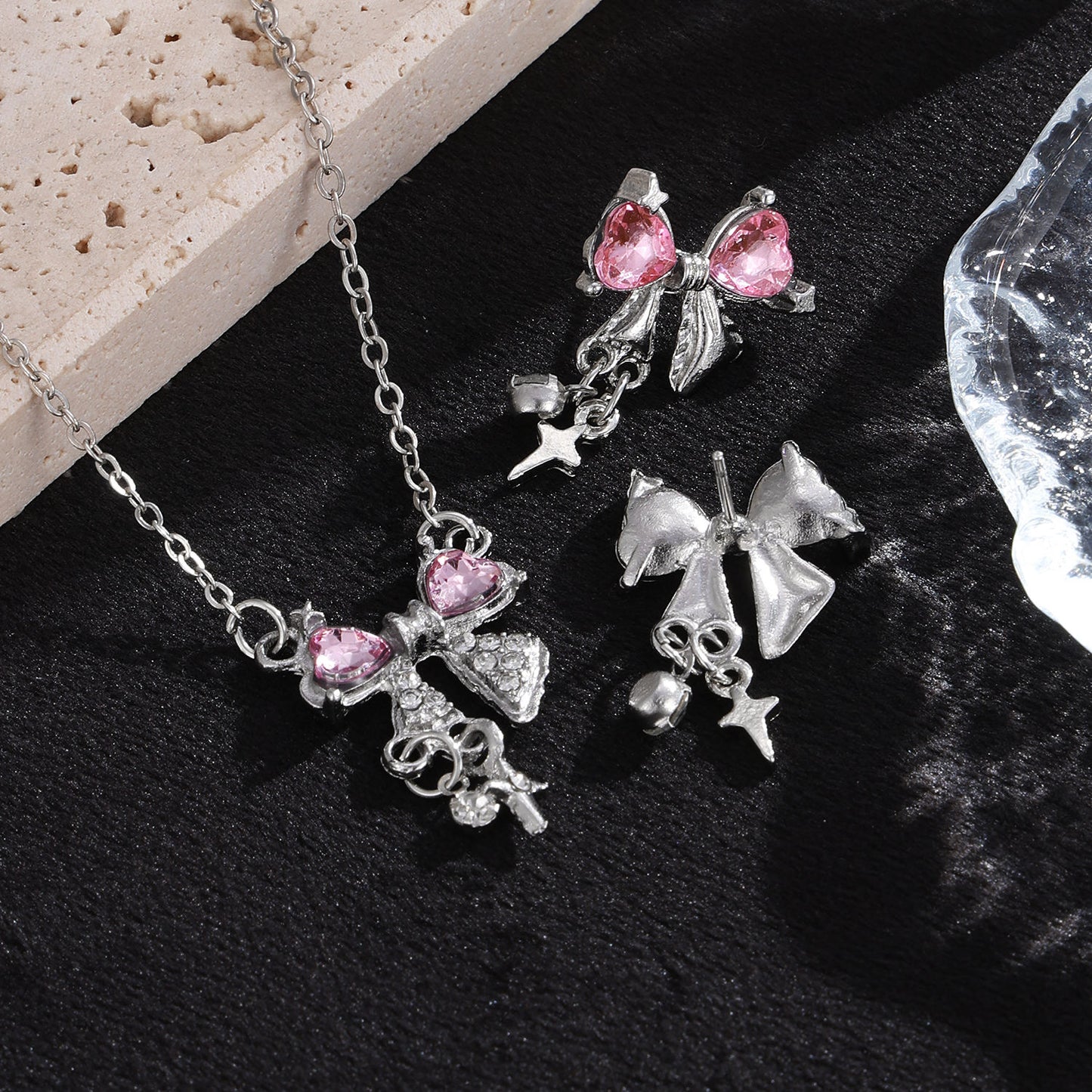 Bow Earrings and Necklace Set