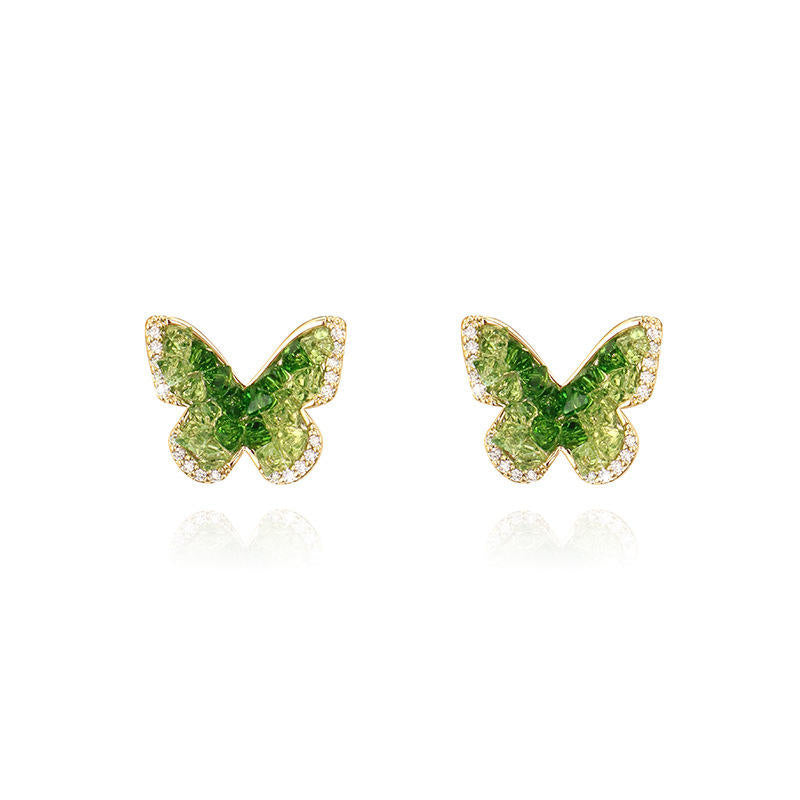 Fresh Emerald Stone Border Diamond Earrings