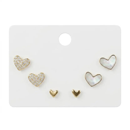 Gold Heart Stud Earrings Set Yiwu Zhuchai E-Commerce Firm (Individual Business)