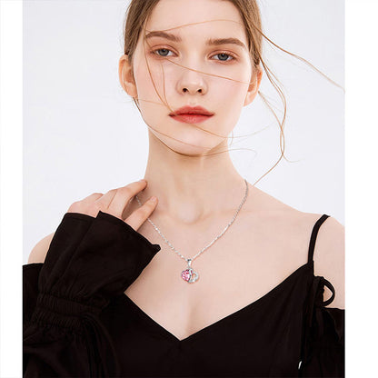 Eternal Love Pink Crystal Heart Pendant Necklace