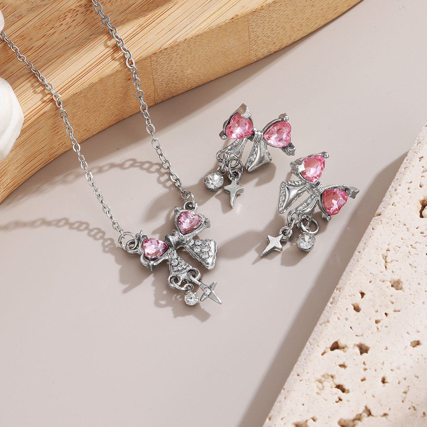 Bow Earrings and Necklace Set