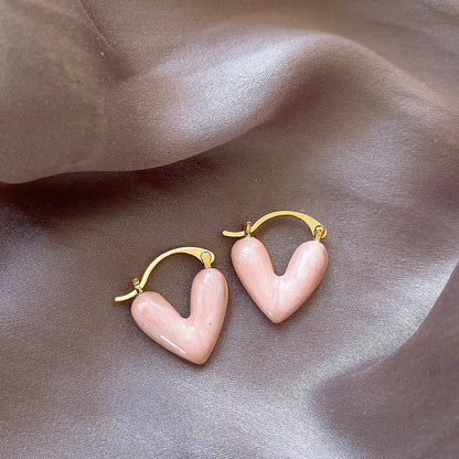 Rose Enamel Heart Earrings Yiwu Baochai E-Commerce Firm