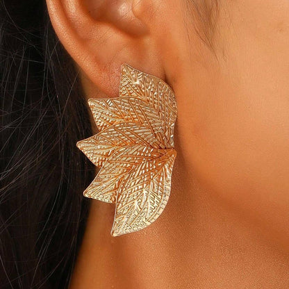Five-Leaf Textured Earrings