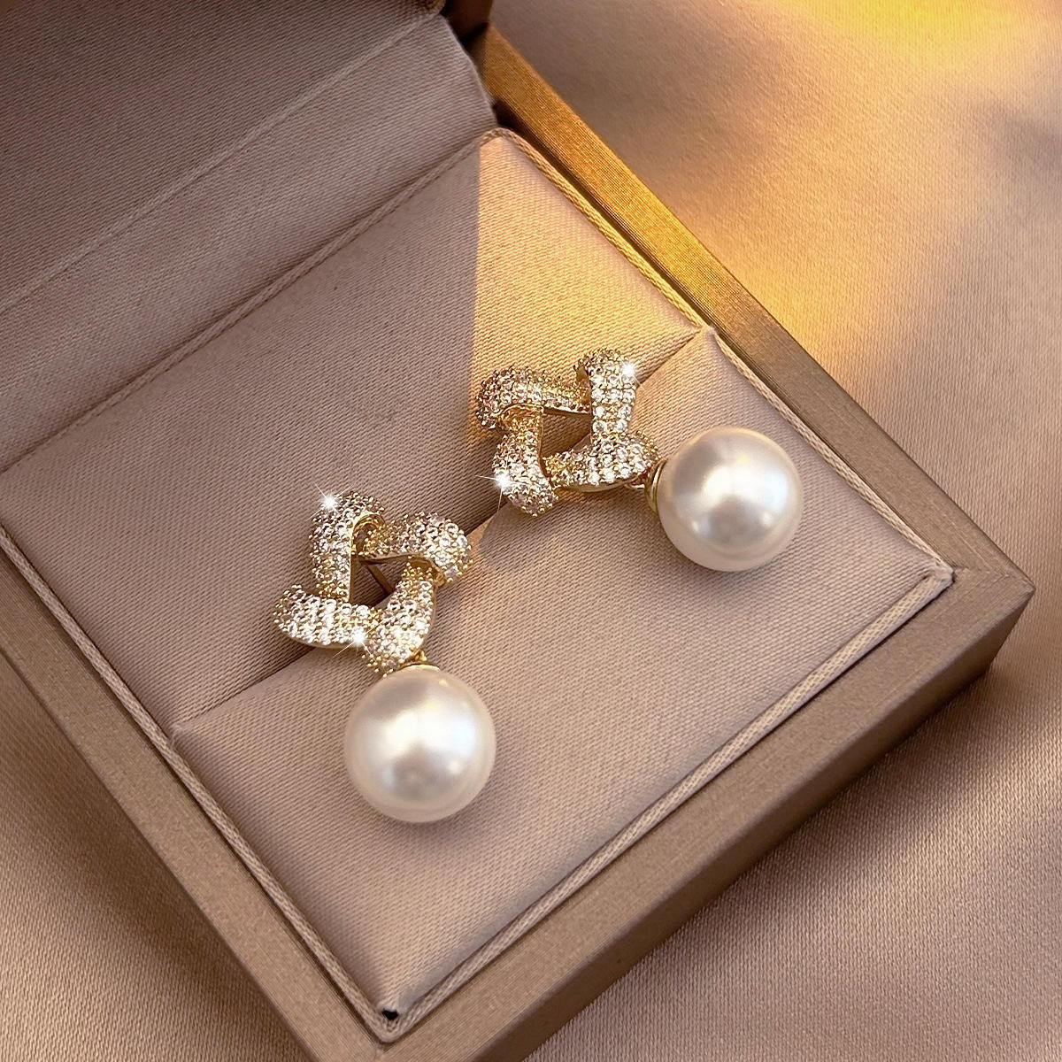 Radiant Diamond Pearl Earrings