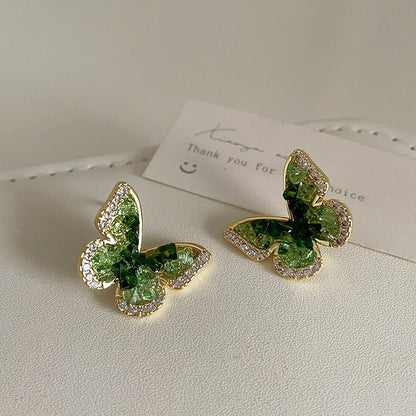 Fresh Emerald Stone Border Diamond Earrings