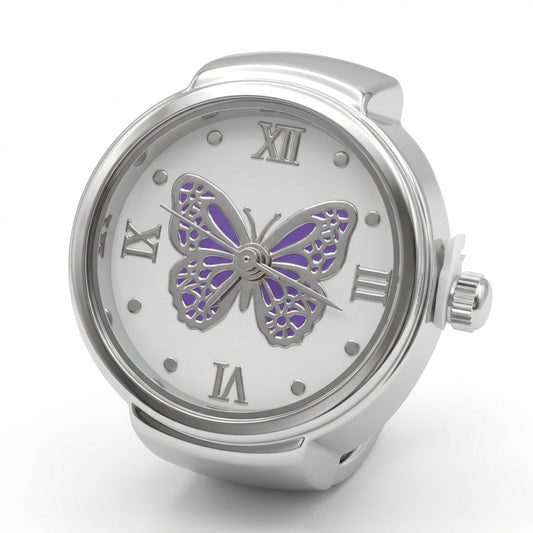 Lavender Wings Ring Watch Silvish