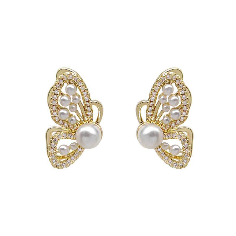 Butterfly Pearl Stud Earrings Yiwu Welwish Jewelry Co., Ltd