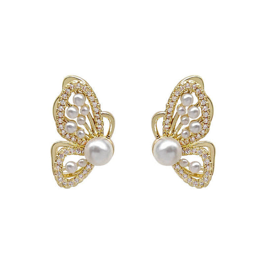 Butterfly Pearl Stud Earrings Yiwu Welwish Jewelry Co., Ltd