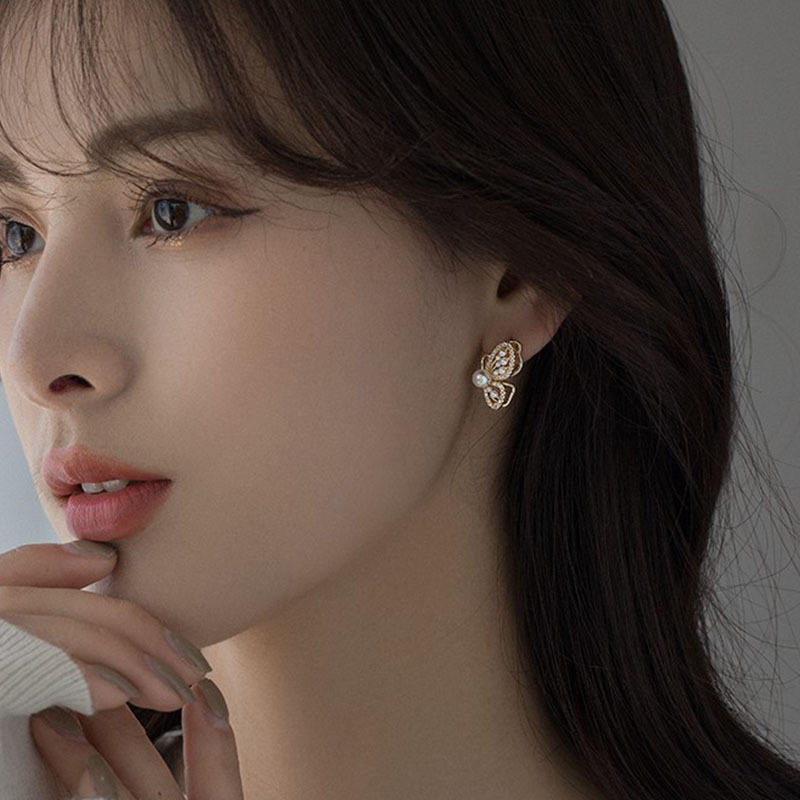 Butterfly Pearl Stud Earrings Yiwu Welwish Jewelry Co., Ltd