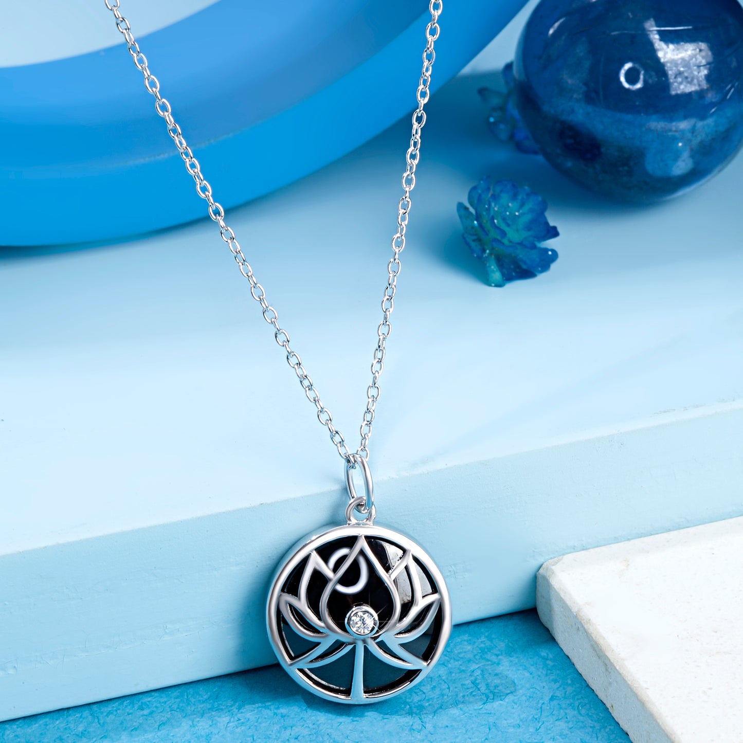 'Sacred Lotus' Silver Pendant