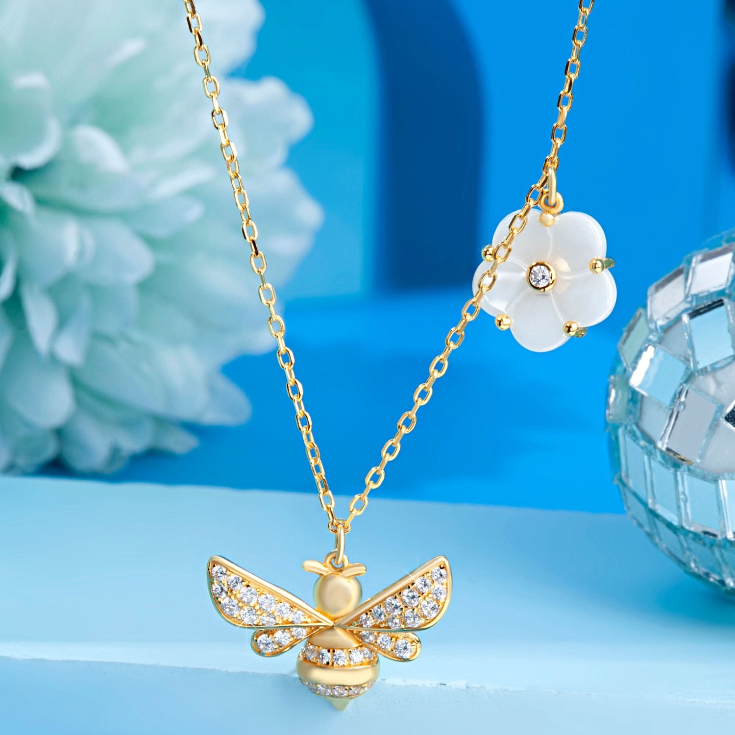 Gold Plated Royal Bee Pendant Silvish