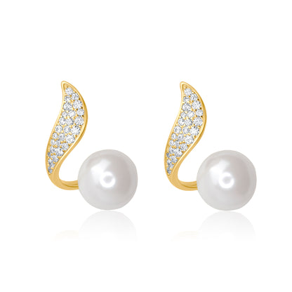 "Delicate Pearl" Gold Plated Earrings