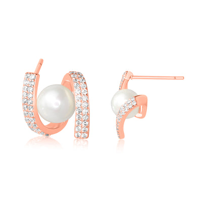 "Twist Pearl" Rose Gold Earrings
