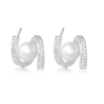 Silver Twist Pearl Earrings