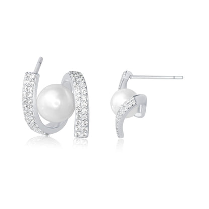 Silver Twist Pearl Earrings