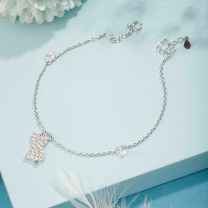 'Bow Dazzle' 925 Silver Anklet