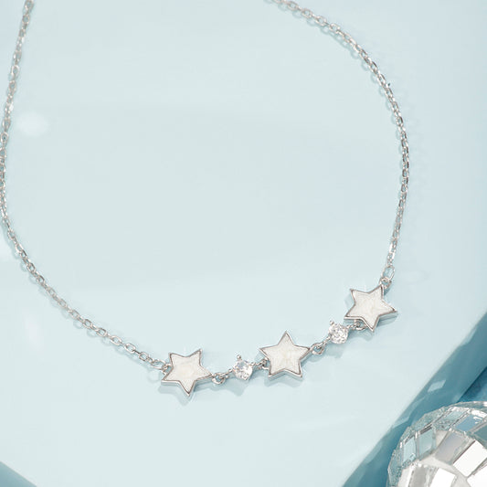 'Tri White Stars' 925 Silver Anklet